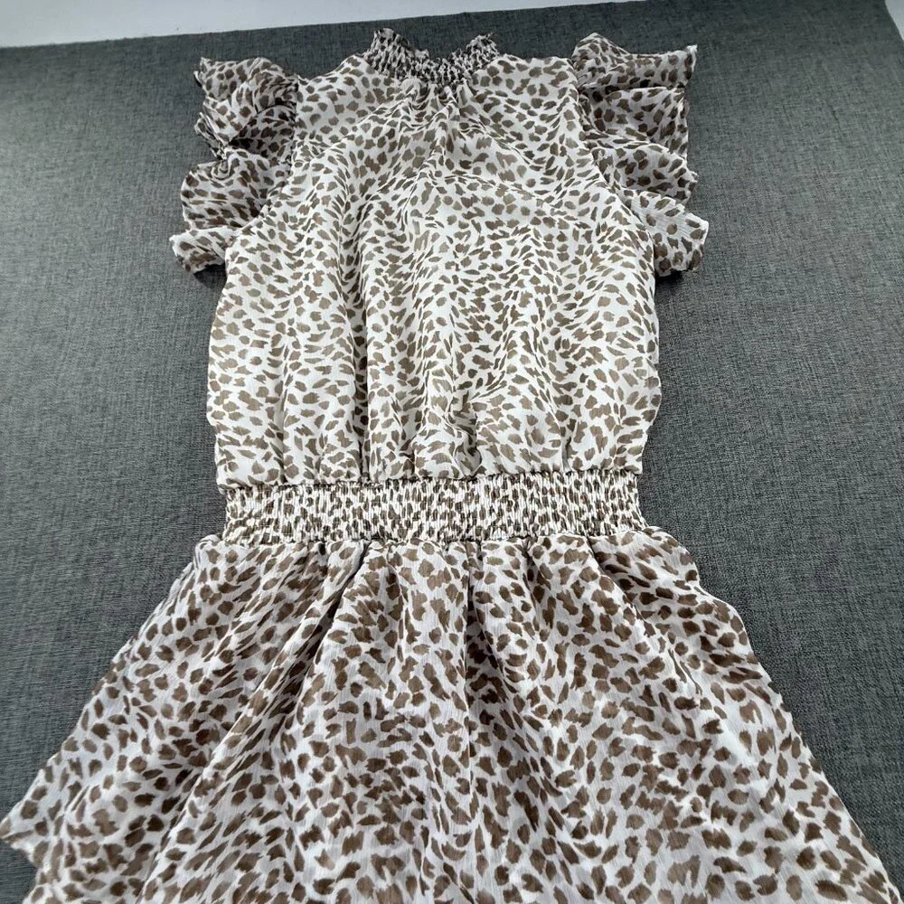 Express Mini Dress Tiered‎ Ruffle High neck Cinched waist XS Lined